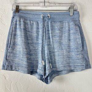 Rag & Bone Shorts Heather Marled Blue White Pull On Tie Waist Sweater Knit Rayon